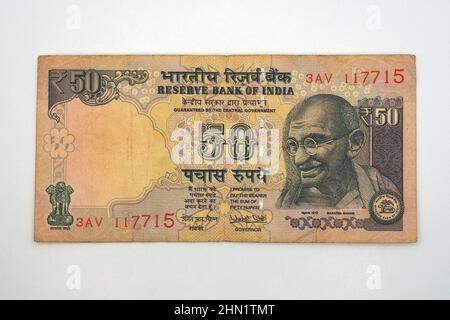 fifty (50) rupees namknote, Indian rupee (INR), India, Asia Stock Photo