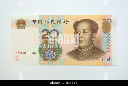 20 Rmb Background. View twenty yuan banknote, Chinese renminbi (RMB), China, Asia Stock Photo ...