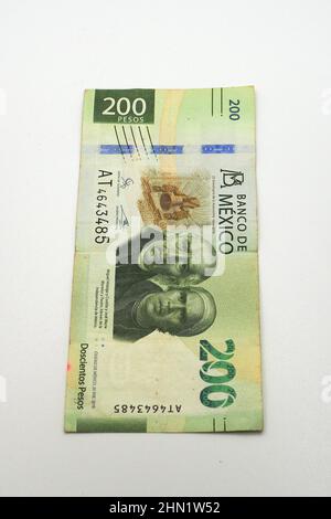 two hundred (200) peso banknote, Mexican peso $ (MXN), Mexico, North America Stock Photo