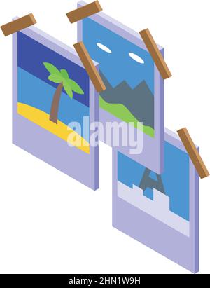 Photo memory icon isometric vector. Positive brain. Long life Stock Vector