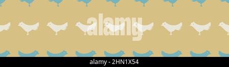 Gender neutral bird seamless vector border. Simple whimsical romantic 2 tone banner. Kids nursery wallpaper or scandi bordur.  Stock Vector