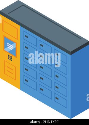 Locker parcel icon isometric vector. Free delivery. Express service Stock Vector
