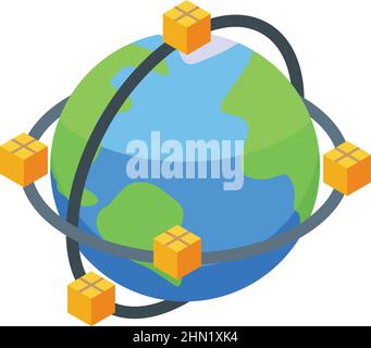 Global parcel delivery icon isometric vector. Fast order. Quick shipment Stock Vector