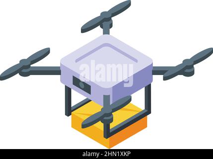 Drone delivery icon isometric vector. Fast speed shipping. Express order Stock Vector