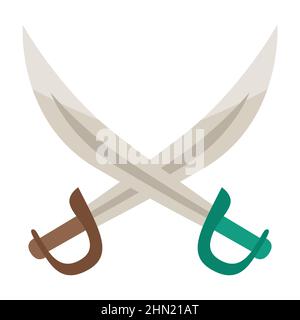 Illustration of pirate swords. Image for travel or trip. Stock Vector