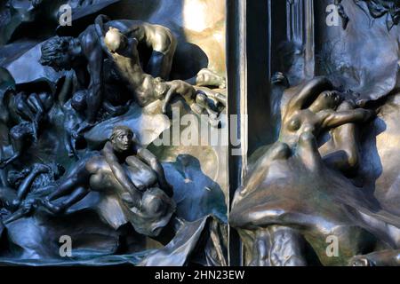 A closed up view of the Gates of Hell by Auguste Rodin display in Rodin Museum.Philadelphia.Pennsylvania.USA Stock Photo