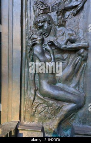 A closed up view of the Gates of Hell by Auguste Rodin display in Rodin Museum.Philadelphia.Pennsylvania.USA Stock Photo