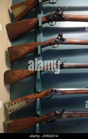 Firearms collection display in Mercer Museum & Library.Doylestown.Pennsylvania.USA Stock Photo