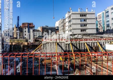 Building work on the former Apollo House Dublin, Ireland, where a 21 storey mixed development is under construction. Stock Photo