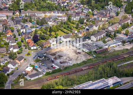 Aerial photograph, construction site Heerstraße, Speldorf, Mülheim an der Ruhr, Ruhr area, North Rhine-Westphalia, Germany, construction work, constru