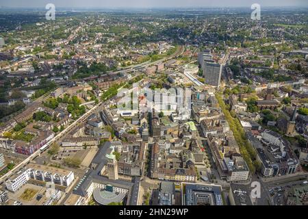 Aerial view, Forum City Mülheim, City Centre, Mülheim Main Station, Old Town I, Mülheim an der Ruhr, Ruhr Area, North Rhine-Westphalia, Germany, Old T Stock Photo
