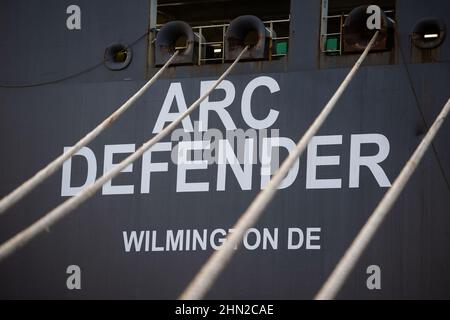 https://l450v.alamy.com/450v/2hn2cae/gdynia-poland-13th-feb-2022-arc-defender-vessel-seen-at-the-baltic-container-terminal-in-gdynia-the-us-army-transports-military-equipment-from-poland-to-the-united-states-after-being-deployed-for-9-months-is-the-long-term-rotation-of-the-equipment-another-unit-arrives-to-train-together-with-the-troops-of-great-britain-croatia-and-romania-as-part-of-joint-military-maneuvers-in-poland-and-europe-credit-sopa-images-limitedalamy-live-news-2hn2cae.jpg