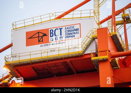 Gdynia, Poland. 13th Feb, 2022. Baltic Container Terminal logo seen at the BCT in Gdynia. Credit: SOPA Images Limited/Alamy Live News Stock Photo