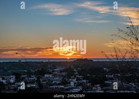Sunset over the port city San Blas, Nayarit, Mexico. Stock Photo