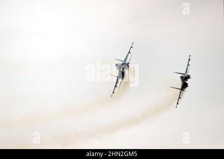 Ukrainian Air Force, Sukhoi Su-27 Flanker, military combat aircraft  Vasylkiv Air Base, Ukraine, ghost of Kyiv Stock Photo