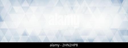 Abstract light blue and grey background textured by translucent triangles on white. Wide geometrical vector pattern Stock Vector