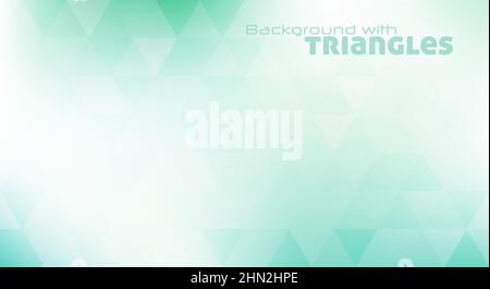 Abstract unsaturated very light cold green and white backgrund with translucent triangles. Subtle vector graphic pattern Stock Vector