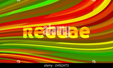 Reggae background with green, yellow and red curved stripes. Textured vector graphic pattern Stock Vector