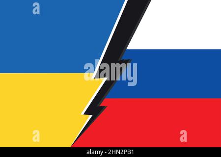 The conflict between Russia and Ukraine war flags vs icon  Stock Vector