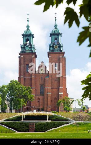 Gniezno Cathedral historical landmark on sunny day in Poland Stock Photo