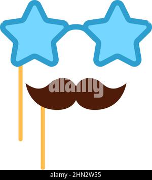 Flat Moustache Icon For Presentations Isolated On White Vector