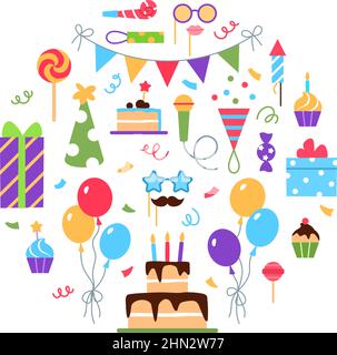Birthday party circle concept on white background Stock Vector