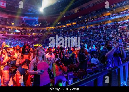 Sunrise, United States. 12th Feb, 2022. Fans of Katrina Laverne (Trina) seen at the 2022 Legendz of the Streetz Miami tour at FLA Live Arena. Credit: SOPA Images Limited/Alamy Live News Stock Photo
