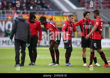 Milan, Italy. 13th Feb, 2022. Rafael Leao of AC Milan during the 2021/22 Serie A football match between AC Milan and UC Sampdoria at the Giuseppe Meazza Stadium in Milan on February 13, 2022 Italy, Photo ReporterTorino Credit: Live Media Publishing Group/Alamy Live News Stock Photo