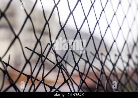 details of a window protection screen in Rio de Janeiro. Stock Photo