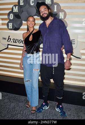 L-R: Joakim Noah and Lais Ribeiro attend the Revolve Gallery