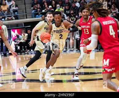 WEST LAFAYETTE, IN - FEBRUARY 13: Purdue Boilermakers guard Jaden Ivey ...