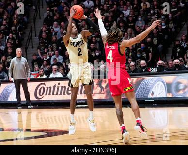 WEST LAFAYETTE, IN - FEBRUARY 13: Purdue Boilermakers guard Jaden Ivey ...