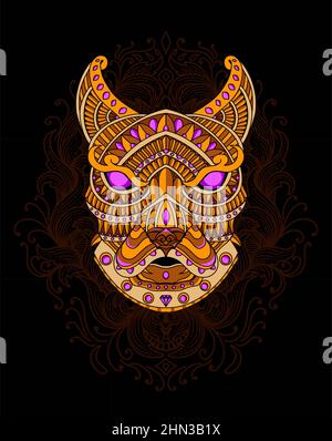 illustration dog head mandala zentagle style Stock Vector