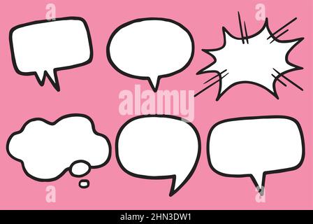 Speech Bubble Chat Icon Sticker Collection Premium Vector Set Pink Background Stock Vector