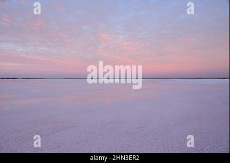 Lake Tyrrell is the largest salt water lake in the Mallee district of north-west Victoria, Australia. Stock Photo