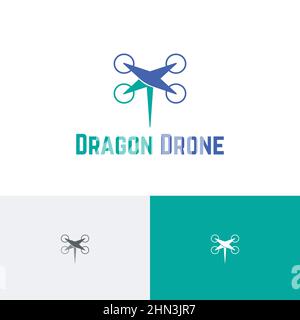 Dragon Drone Dragonfly Insect Propeller Fly Technology Simple Logo Idea Stock Vector
