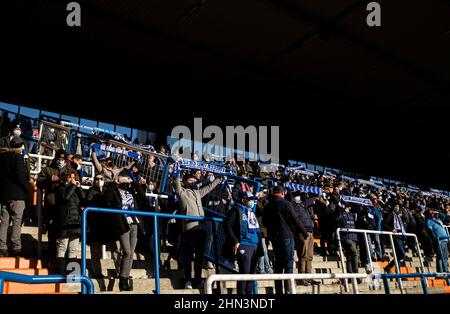 Bochum, Deutschland. 12th Feb, 2022. Feature, BO fan curve, fans hold up fan scarves, soccer 1st Bundesliga, 22nd matchday, VfL Bochum (BO) - FC Bayern Munich (M) 4: 2, on February 12th, 2022 in Bochum/Germany #DFL regulations prohibit any use of photographs as image sequences and/or quasi-video # Â Credit: dpa/Alamy Live News Stock Photo