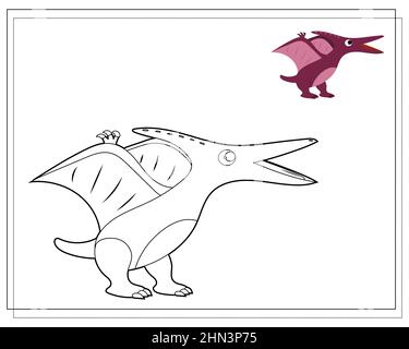 Dinosaur pterodactyloidea coloring page Royalty Free Vector