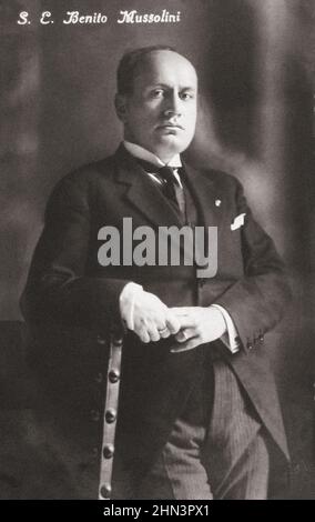 Vintage photo of Benito Mussolini. May 1927 Benito Amilcare Andrea Mussolini (1883–1945) was an Italian politician and journalist who founded and led Stock Photo