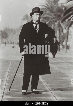 Vintage photo of Benito Mussolini. 1920-1930s Benito Amilcare Andrea Mussolini (1883–1945) was an Italian politician and journalist who founded and le Stock Photo