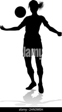 Female Soccer Football Player Woman Silhouette Stock Vector