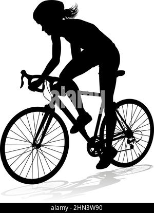 Bike and Bicyclist Silhouette Stock Vector