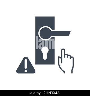 Do not touch door handle related vector glyph icon Stock Vector