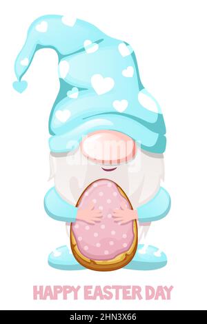 Cartoon cute gnome with easter egg cookies. Stock Vector