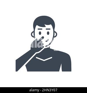 Avoid face touch related vector glyph icon. Stock Vector