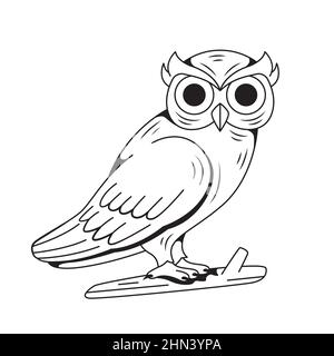 Hand drawn owl outline illustration Vector illustration. Stock Vector