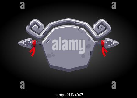 Stone gray broken banner for the game. Stock Vector