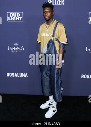 Hollywood, United States. 13th Feb, 2022. HOLLYWOOD, LOS ANGELES, CALIFORNIA, USA - FEBRUARY 13: Musical artist Shacar arrives at the TailGates Big Game Sunday and After Party Hosted by Lil Wayne held at Sunset Room Hollywood on February 13, 2022 in Hollywood, Los Angeles, California, United States. (Photo by Xavier Collin/Image Press Agency/Sipa USA) Credit: Sipa USA/Alamy Live News Stock Photo