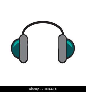 Simple icon of wireless headphones. Vector illustration in flat cartoon style on white Stock Vector