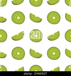 Seamless kiwi pattern, vector illustration Stock Vector